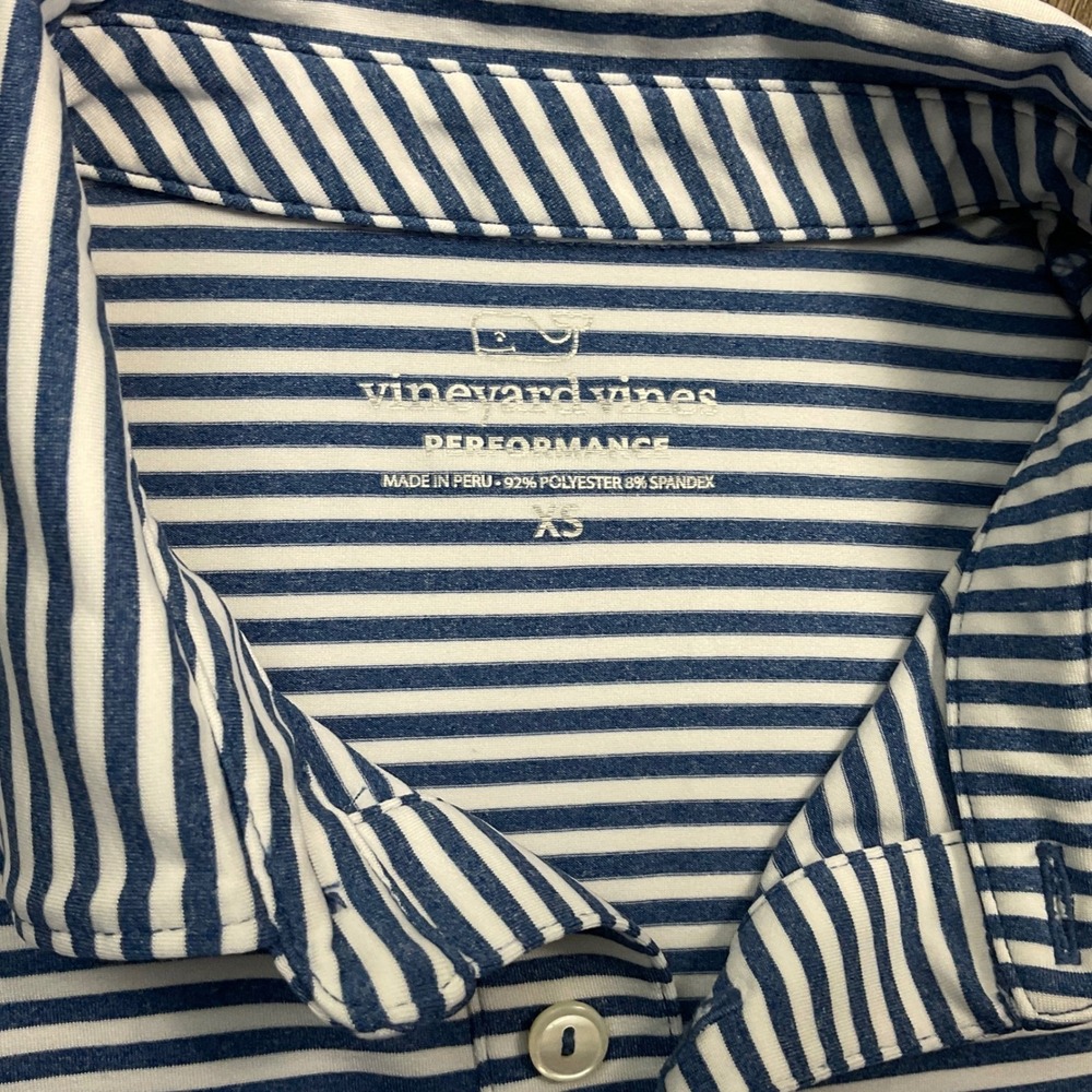 Vineyard Vines Performance Polo Shirt Mens XS Blue White Stripe Preppy Golf - Picture 4 of 7